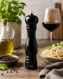 Bisetti Sorrento Black Lacquered Beechwood Pepper Mill With Adjustable Grinder, 9.8 Inch / 25 cm - BisettiUSA