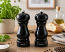 Bisetti Sorrento Black Lacquered Beechwood Salt and Pepper Mill  Set With Adjustable Grinder,  5.1 Inch /13 cm - BisettiUSA
