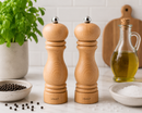Bisetti Sorrento Natural Beechwood salt and Pepper Mill Set With Adjustable Grinder,  19 cm / 7.5 Inch - BisettiUSA