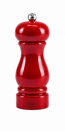 Bisetti Sorrento Red Lacquered Beechwood Pepper Mill With Adjustable Grinder, 5.1 Inch / 13 cm