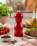 Bisetti Sorrento Red Lacquered Beechwood Pepper Mill With Adjustable Grinder, 5.1 Inch / 13 cm