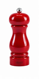 Bisetti Sorrento red lacquered beechwood salt mill with adjustable ceramic grinder, 13 cm (5.1 inches), made in Italy.