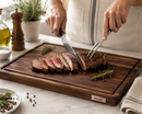 Bisetti Walnut Wood Cutting Board with Sauce Groove & Non-Skid Feet, 27.5 x 19.7 Inches – Made in Italy