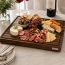 Bisetti Walnut Wood Cutting Board with Sauce Groove & Non-Skid Feet, 19.69 x 19.69 Inches – Made in Italy