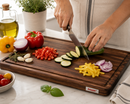 Bisetti Walnut Wood Cutting Board with Sauce Groove & Non-Skid Feet, 27.5 x 19.7 Inches – Made in Italy