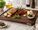 Bisetti Walnut Wood Cutting Board with Sauce Groove & Non-Skid Feet, 27.5 x 19.7 Inches – Made in Italy