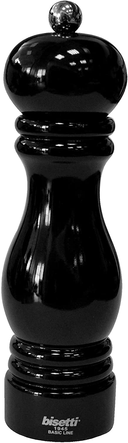 Bisetti Sorrento Black Lacquered Beechwood Pepper Mill, 7 1/2-Inches - BisettiUSA