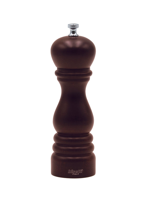 Bisetti Roma Chocolate Beechwood Salt Mill, 7-1/2 Inches - BisettiUSA