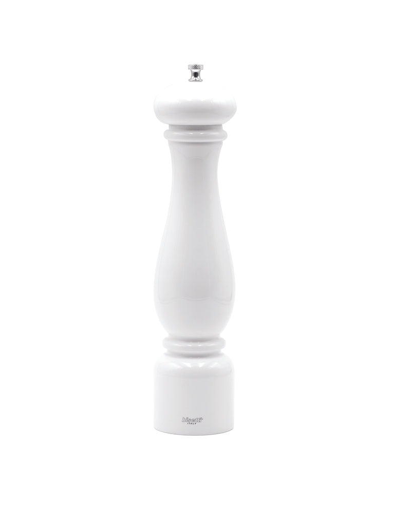 Bisetti Firenze White Lacquered Beechwood Salt Mill, 12-5/8-Inches - BisettiUSA