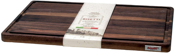Bisetti Walnut Cutting Board With Sauce Groove, 15-3/4 x 9-7/8-Inches - BisettiUSA