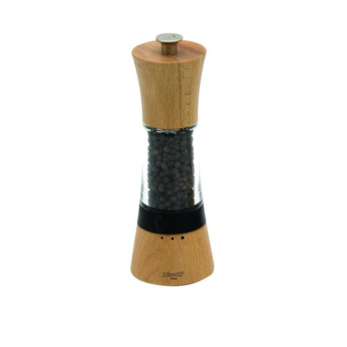 Bisetti Pisa Beechwood & Acrylic Pepper Mill, 7-7/8-Inches - BisettiUSA