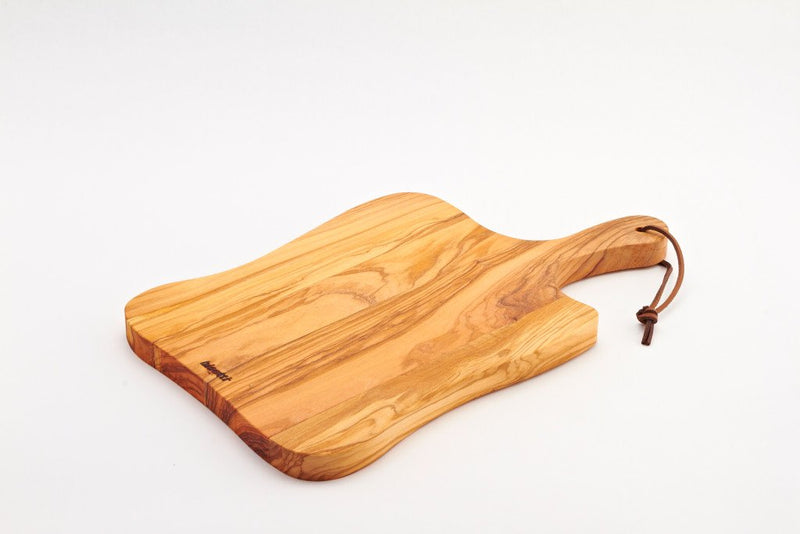 Bisetti Olive Wood Rustic Cutting Board With Handle, 16-1/8 x 9-13/16-Inches - BisettiUSA