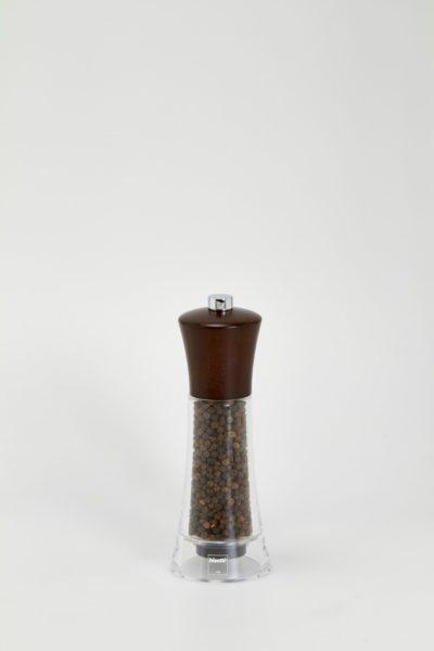 Bisetti Verona Acrylic Pepper Mill With A Walnut Finish Head, 6.8 Inches (17.5 cm.) - BisettiUSA