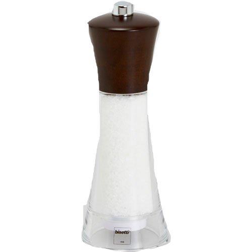 Bisetti Verona Acrylic Salt Mill with Walnut Finish Head, 9.65 Inches (24.5 cm.) - BisettiUSA