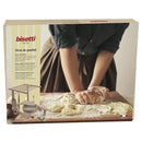 Bisetti 11-piece homemade pasta making set with beechwood pasta drying rack, rolling pin, flour sifter, gnocchi board, spaghetti measuring tool, dough roller, wooden utensils, and pasta server,.BisettiUSA