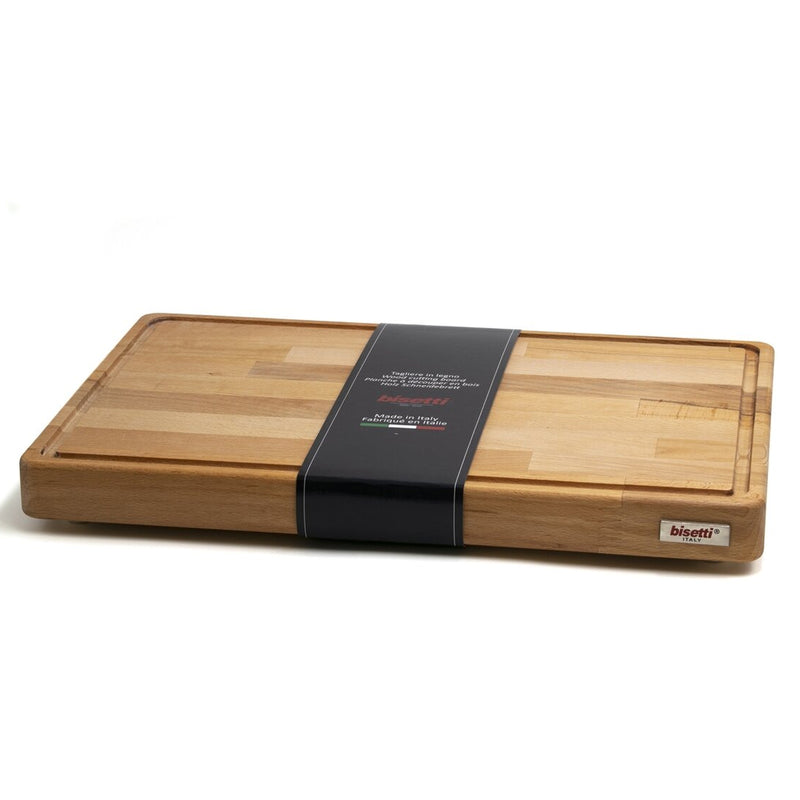 Bisetti Beechwood Cutting Board With Sauce Groove & Feet, 17-11/16 x 11-13/16-Inches - BisettiUSA