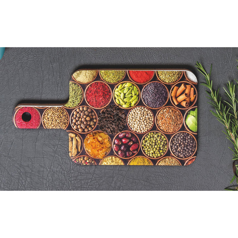 Bisetti Fantasia Beechwood Cutting Board With Spice Decoration, 12-13/16 x 6-1/2-Inches - BisettiUSA