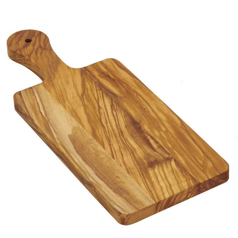 Bisetti Olive Wood Cutting Board With Rounded Handle, 13-9/16 x 5-1/2-Inches - BisettiUSA