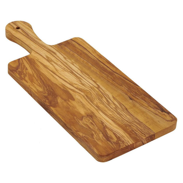 Bisetti Olive Wood Cutting Board With Rounded Handle, 15-3/8 x 6-3/8-Inches - BisettiUSA