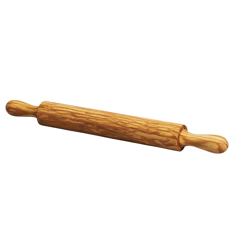 Bisetti Olive Wood Rolling Pin With Fixed Handles, 17-1/4 x 1-3/4-Inches - BisettiUSA