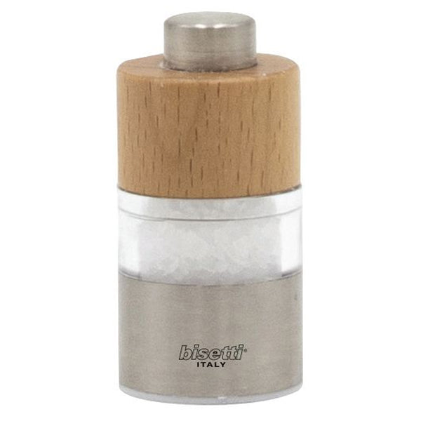 Bisetti Orta Mini Beechwood & Stainless Steel Salt Mill, 2-9/16-Inches - BisettiUSA