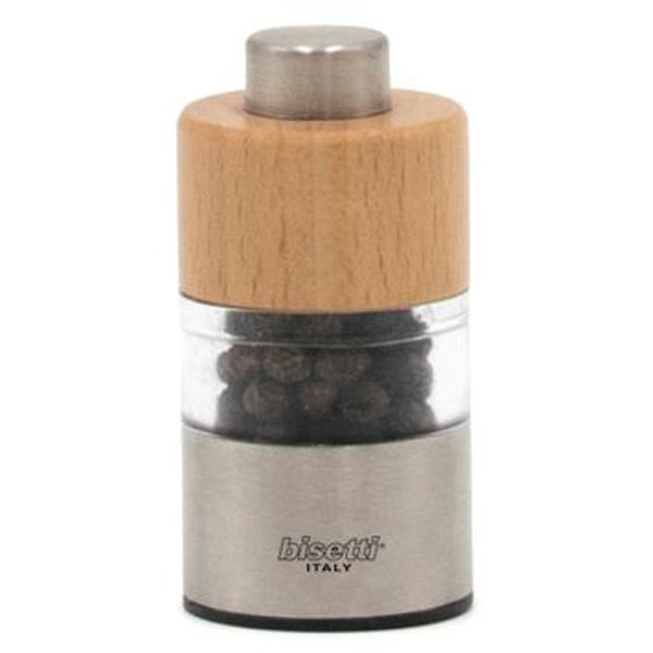 Bisetti Orta Mini Beechwood & Stainless Steel Pepper Mill, 2-9/16-Inches - BisettiUSA