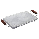 Bisetti Tradition Rectangular Cooking Stone with Chromed Frame & Beech Wood Handles, 10-5/8 x 20-1/2-Inches - BisettiUSA