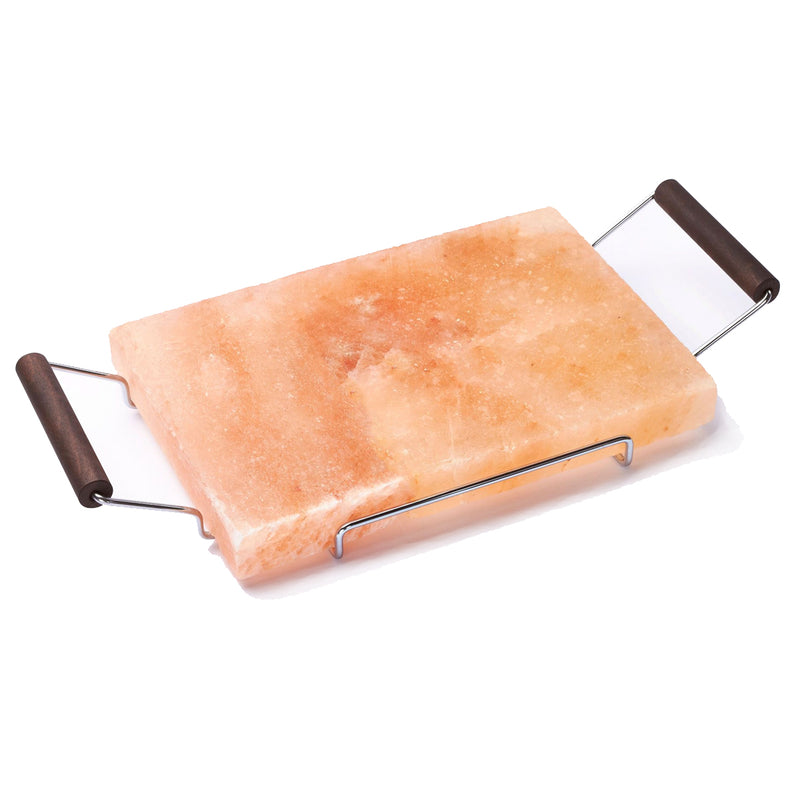 Bisetti Rectangular Salt Plate With Metal Frame & Wooden Handles, 7-7/8 x 11-13/16-Inches - BisettiUSA