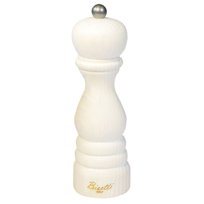 Bisetti Vintage White Shabby Fir Wood Pepper Mill, 7.5 in (19 cm)