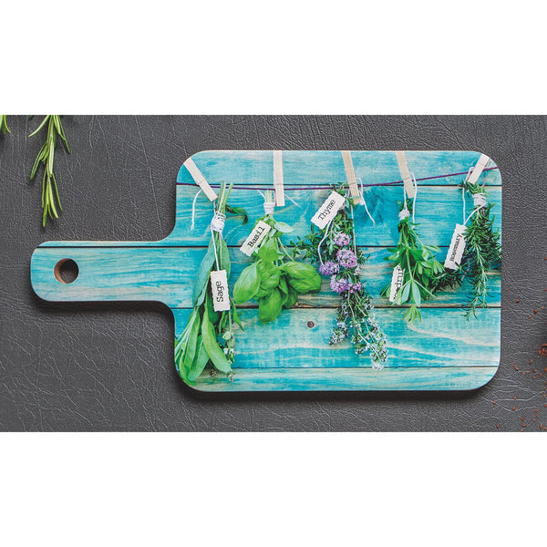 Bisetti Fantasia Beechwood Cutting Board With Herb Decoration, 12-13/16 x 6-1/2-Inches - BisettiUSA