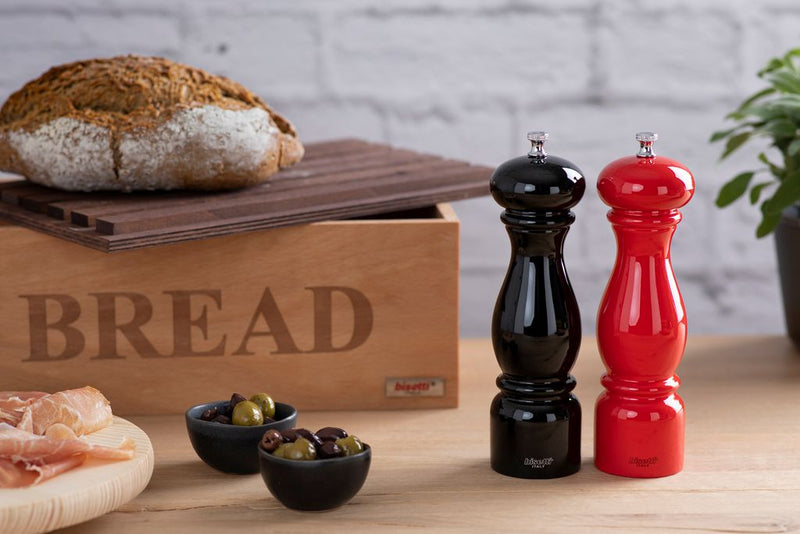 Bisetti Firenze Red Lacquered Beechwood Pepper Mill, 8-11/16-Inches - BisettiUSA