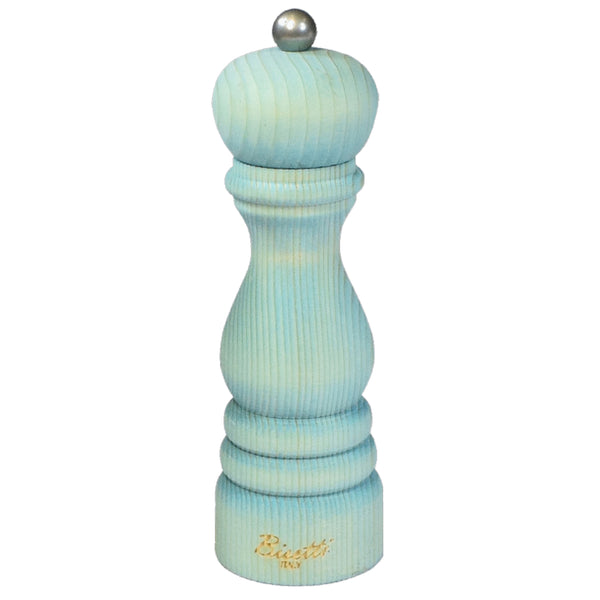 Bisetti Vintage Light Blue Fir Wood "Shabby" Pepper Mill, 7-1/2-Inches - BisettiUSA