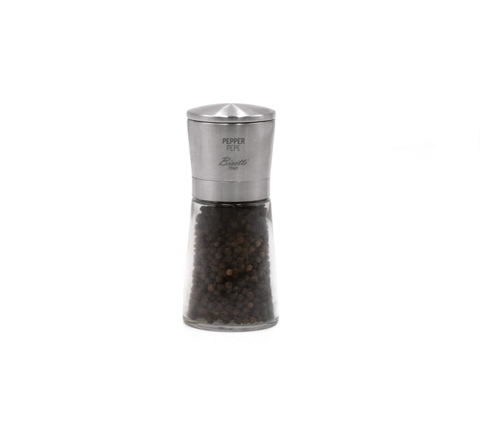 Bisetti La Spezia Glass Bottle Pepper Mill, 5.7 in (14.5 cm)