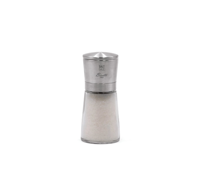 Bisetti La Spezia Glass Bottle Salt Mill, 5.7 in (14.5 cm)