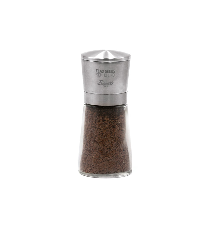 Bisetti La Spezia Glass Bottle Flax Seed Mill, 5.7 in (14.5 cm)