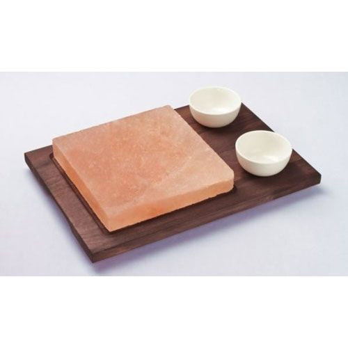 Bisetti Square Salt Plate With Wooden Base + Two Porcelain Bowls, 7-7/8 x 7-7/8-Inches - BisettiUSA